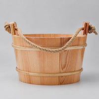 Sauna Bucket with Rope Handles Rustic Wooden Sauna Bucket and Ladle Set Traditional for Spa Professionals, Steam Room, Bathhouse