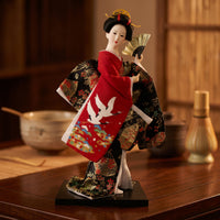 Geisha Doll Traditional Traditional Japanese Doll Decorative Statue for Art Lovers, Shelf Display