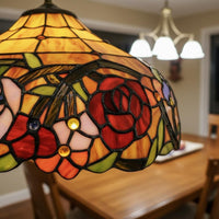Vintage Design Tiffany Glass Pendant Lamp Dragonfly Hanging Lamp Stained Glass Chandelier for Study Room, Shop