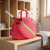 Quilted Tennis Tote Detachable Racket Bag with Shoulder Strap Structured Tennis Racket Bag Padded for Practice, Commuting