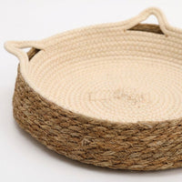 Woven Cat Bed Made of Grass Material, All Season Cat Bed for Indoor Cats, Open-top design for four seasons of versatile comfort