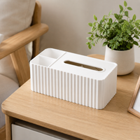 Ivory Tissue Box Organizer, Pull-Type Tissue Box with Spring, Modern Minimalist Kitchen Tissue Holder, 24x12x9cm PET