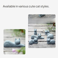 Japanese Cat Figurines Stoneware Desktop Decor