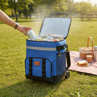 35L Portable Insulated Cooler Bag with Wheels for Outdoor Picnics and Food Delivery