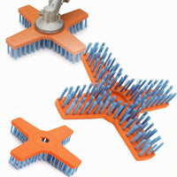 Blue Bristles Nylon Brush Head Orange Base Trimmer Brush Head Mounting Hole Garden Tool Part Easy to Install for Cleaning Work, Grass Trimming