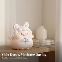 Cute piggy bank Animal Figure Adorable Desk Ornament Cartoon Statuette for Teens, Shelf Display, Car Dashboard