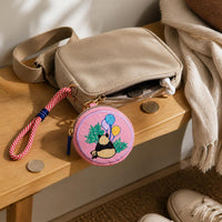 Japanese Style Embroidered Nylon Coin Purse with Keychain for Everyday Use