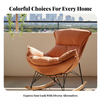Comfortable Padding Upholstered Rocking Chair snug Upholstered Rocking Armchair Sturdy Frame Indoor Seating Ergonomic Design for Adults, Homeowners, Seniors, Balcony, Living Room, Bedroom, literary alcove