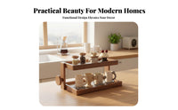 Space Saving Solid Wood Countertop Organizer Multifunctional Coffee Mug Display Shelf Stable and Sturdy Coffee Cup Display Rack Easy to Clean for Dining Table, Sideboard