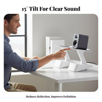 Hidden Drawer Desktop Speaker Stand Space-Saving Speaker Stand Ergonomic Design Heavy Duty for Audiophiles, Music Producers, Gamers, Home Office, Gaming Setup