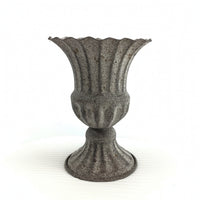 Antique-Style Decorative Vessel Vintage Metal Urn Distressed Pedestal Bowl Rustic for Wedding Centerpieces, Boutique Displays