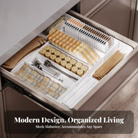 Expandable Cutlery Tray Multi-Compartment Expandable Utensil Holder for Bathroom
