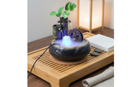 Compact Design Ceramic Water Wheel Fountain Handmade Craftsmanship Feng Shui Wealth Fountain Feng Shui Water Feature for Office, Entryway