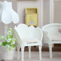 3 Pieces Dollhouse Chairs with Cushions Rattan Look Miniature Chairs with Cushions Realistic Furniture for Miniaturists, Photo Scenes