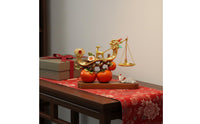 Deer Balance Ornament Gift Box Persimmon Luck Statue Gold Finish Chinese Desk Decor for Newlyweds, Housewarming