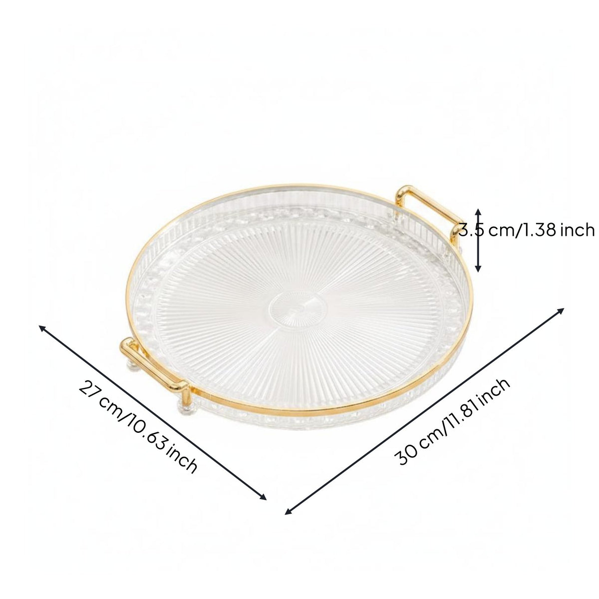 Gold Rim Snack Tray Decorative Round Party Platter Break-Resistant