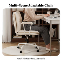Height Adjustable pivot Chair with Casters Ergonomic rear supportrest Upholstered Armless Rolling Chair paddinged Seat Office Furniture firm support padding for Students, Teens, Adults, Study Room, Bedroom, Small Apartments