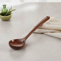 Wooden Soup Ladle Deep Bowl Soup Ladle with Long Handle Wooden Serving Spoon Natural Wood Utensil Heat-Resistant for Home Cooks