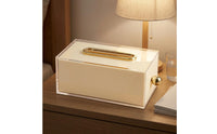 Rectangular Tissue Box Holder Stainless Steel Knob Acrylic Tissue Box Transparent Long-Lasting for Bathroom, Living Room