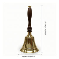 Brass Hand Call Bell with Wooden Handle Handheld Brass Hand Bell Polished for Teachers, Collectors, Home Decor, Classroom, Reception Desk