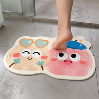 Cartoon Diatomaceous Earth Bath Mat, Non-Slip Absorbent Bathroom Floor Mat for Home