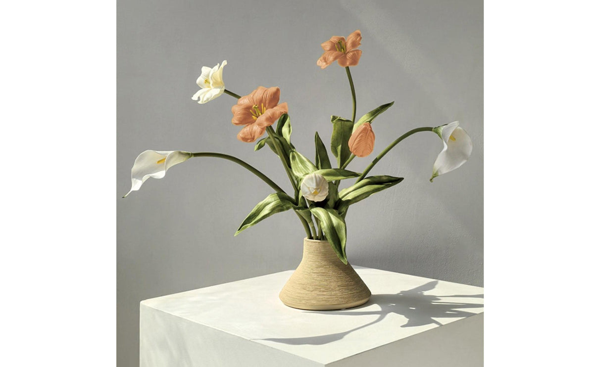 Morandi Colors Brushed Ceramic Vase Wabi-Sabi Aesthetic Ceramic Vase Textured Finish Home Decor for Living Room