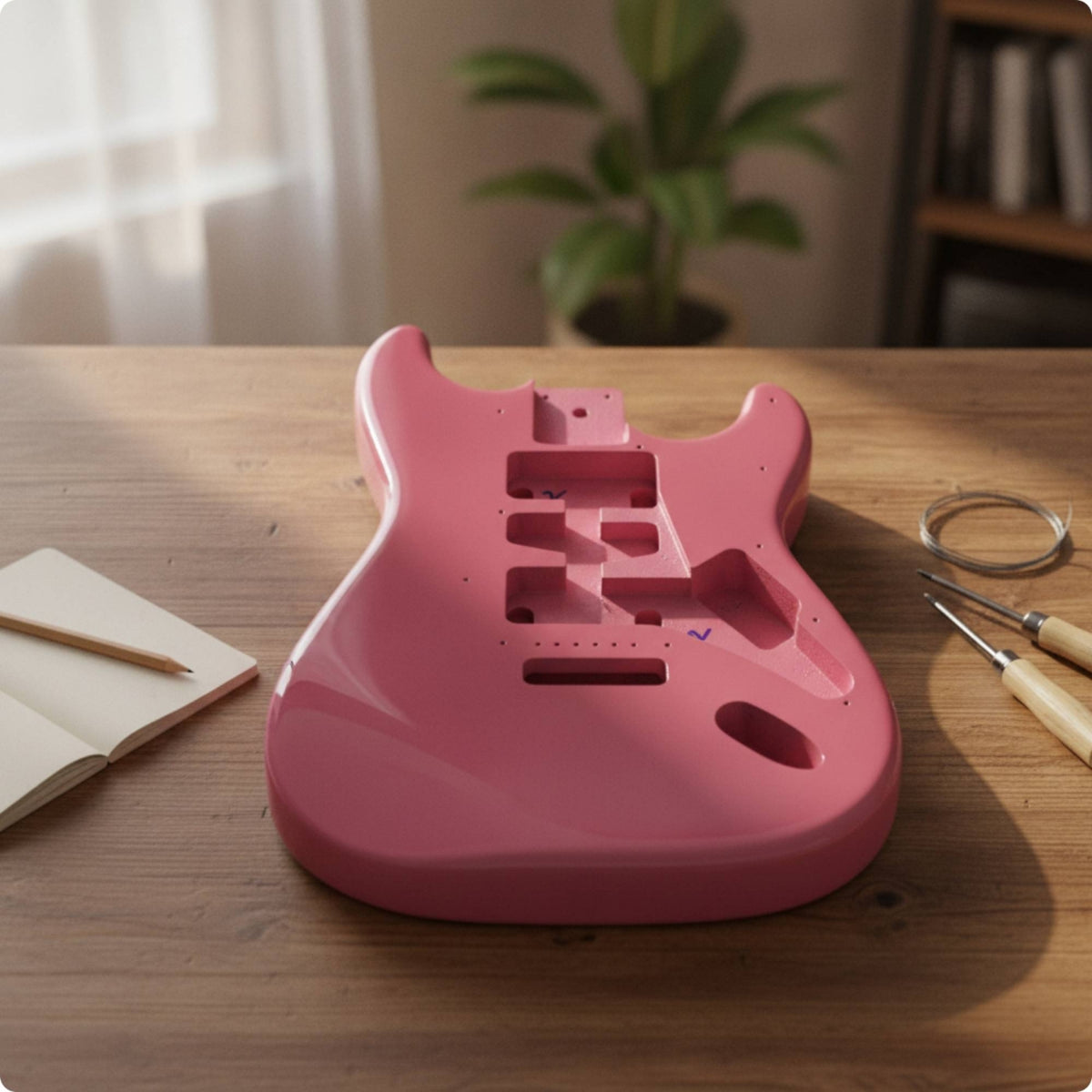 Glossy Strat Style Guitar Body Double Cutaway S-Style Guitar Body Pre Routed Instrument Solid for Diyers