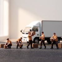 5 Pieces 1/64 Miniature Courier Figurines Authentic Delivery Figures with Boxes Tiny Courier Figure for Collectors, Model Scenes, Truck Displays