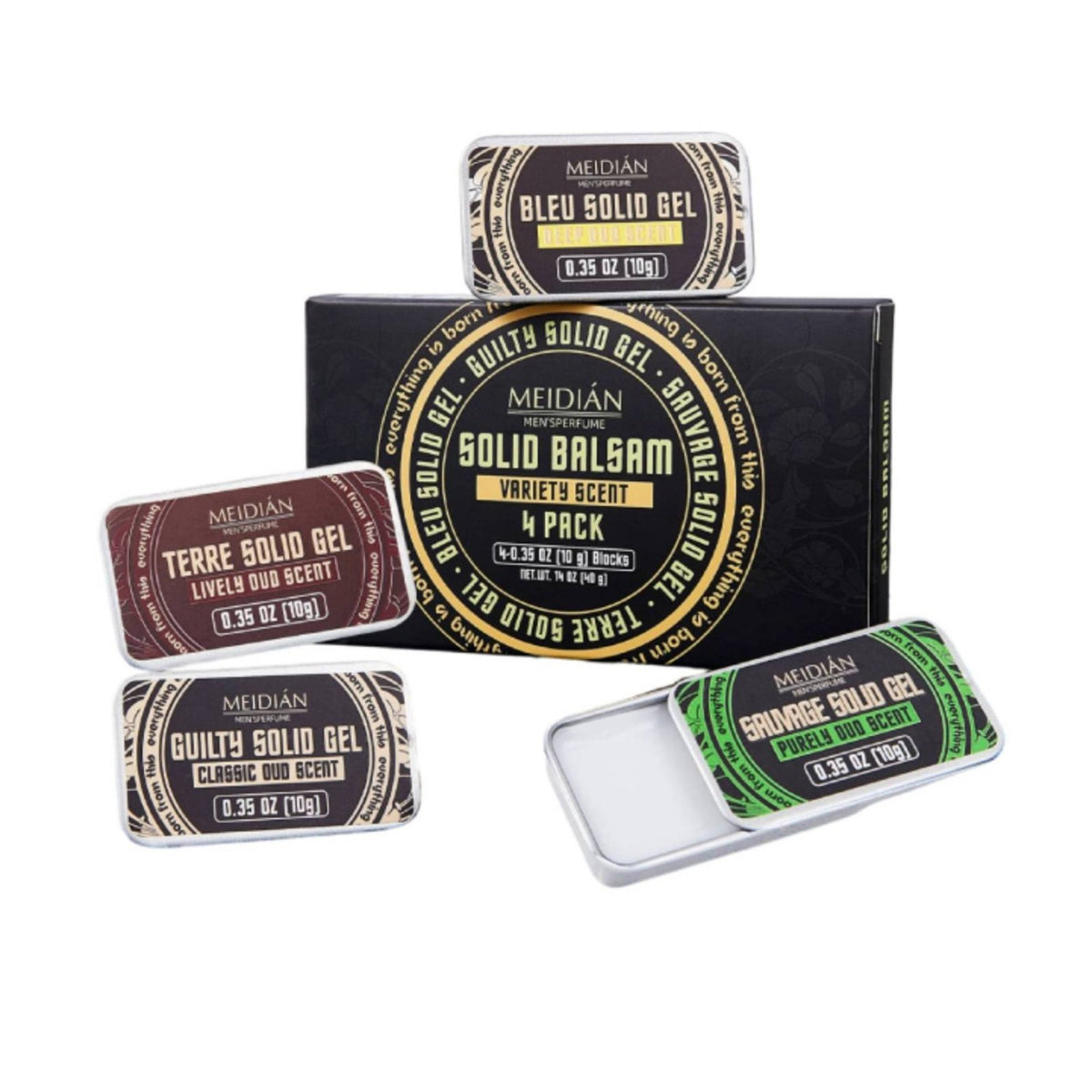 4 Pack Portable Fragrance Salve Easy to Apply Solid Fragrance Tin Spill-Resistant Personal Care for Portable Convenience, Office