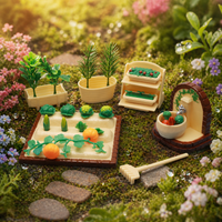 Toddler Toys Mini Garden Set, Childrens Garden Set 10.2x6.6x10cm, Girls Pretend Play Kit with Rake, Watering Can & Potted Plants