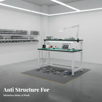 Heavy Duty Anti-Static Workbench Multifunctional Assembly Line Table Double-Decker Work Table Built-in Power Sockets for Technicians, Factory Workers, DIY Enthusiasts, Laboratory, Garage, Home Improvement
