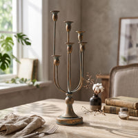 Five-Arm Candle Holder Vintage 5-Arm Candelabrum Metal for Dining Tables