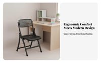 Foldable Vented Back Folding Chair With Backrest Indoor Seating Compact Desk Stool Ergonomic Design for Office Workers, Homeowners, Dorm Room, Small Areas, Garage, Outdoor Activities