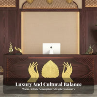 Thai Design Reception Desk Handcrafted Southeast Asian Design Front Counter Backlit Design Carved Wood Spa Counter for Business Owners, Massage Parlor