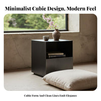 Minimalist Design Storage Nightstand Wabi-Sabi aesthetic Single-Drawer End Table with Shelf Modern Aesthetic Bedside Cabinet space-saving Size for Homeowners, Renters, Students, Guest Room, Hotel, Office