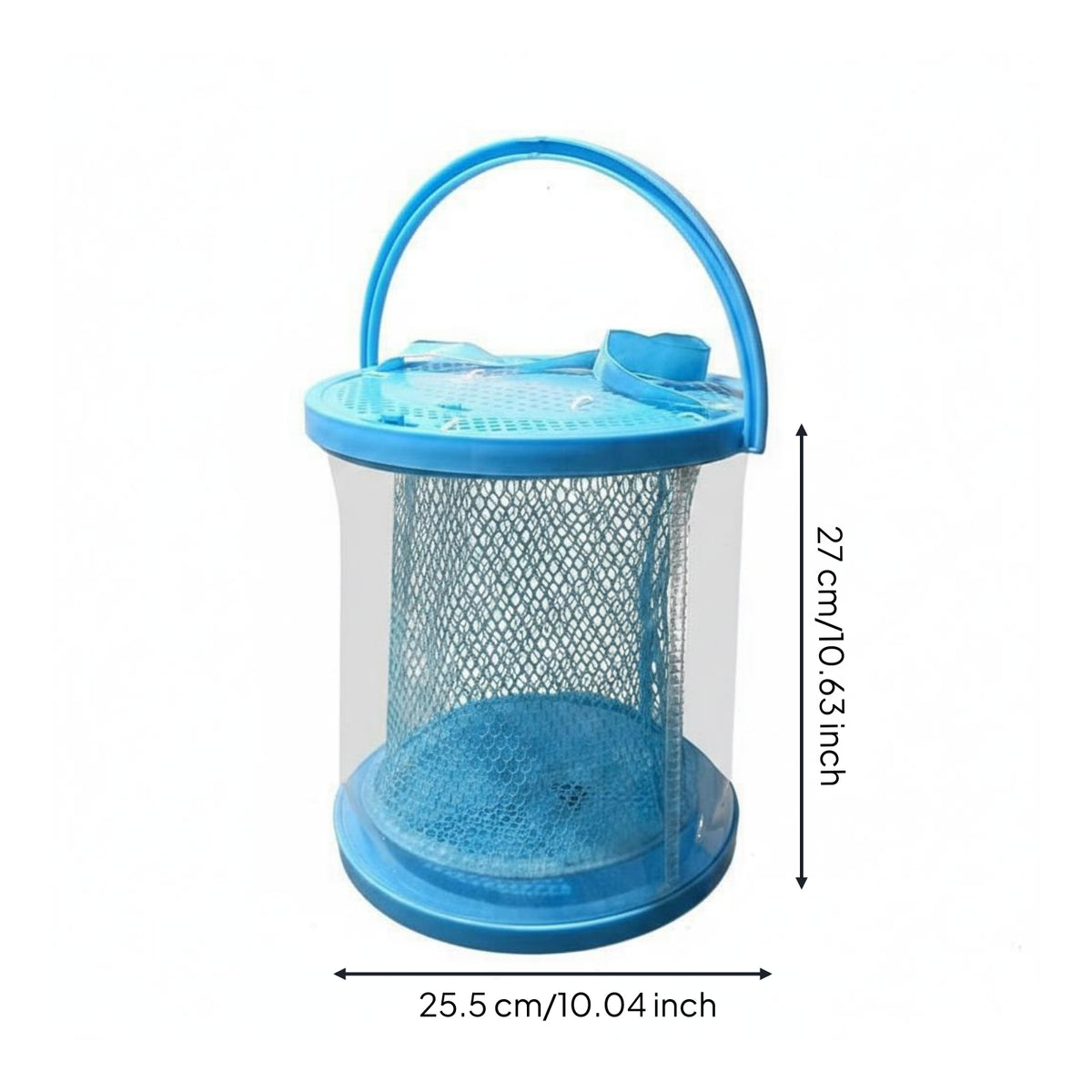 Portable Foldable Catch Container with Rope Transparent Top Fishing Container Multiuse Live Catch Container for Fishermen, Anglers, Stream
