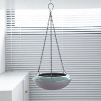 Plant Pots and Hanging Basket Set for Outdoor Plants, Ceramic Hanging Plant Pot for Indoor Plant, Pack of 2 with Chains, Medium Size Drainage