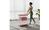 Mobile Wire Storage Baskets with Wheels Deep Rolling Wire Basket Cart Portable Rolling Storage Basket Space-Saving for Home Gym, Living Room, Bedroom
