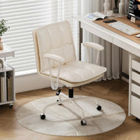 Height Adjustable pivot Chair with Casters Ergonomic rear supportrest Upholstered Armless Rolling Chair paddinged Seat Office Furniture firm support padding for Students, Teens, Adults, Study Room, Bedroom, Small Apartments