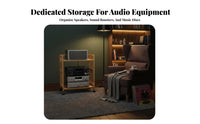 Movable with Wheels Multi-Layer Audio Rack Space-Saving Vertical Design Adjustable AV Component Rack Heavy Duty Rolling Amplifier Stand Stable Construction for Audiophiles, Home Theater Enthusiasts, Studio