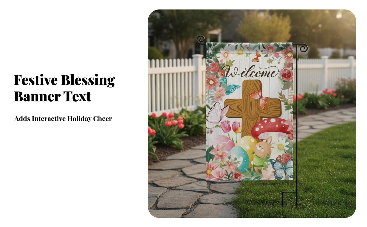 Holiday Garden Flag Festive Design Easter Hare Flag Weather Resistant Outsidedoor Decoration for Homeowners, Party Hosts, Porch, Patio, Entryway