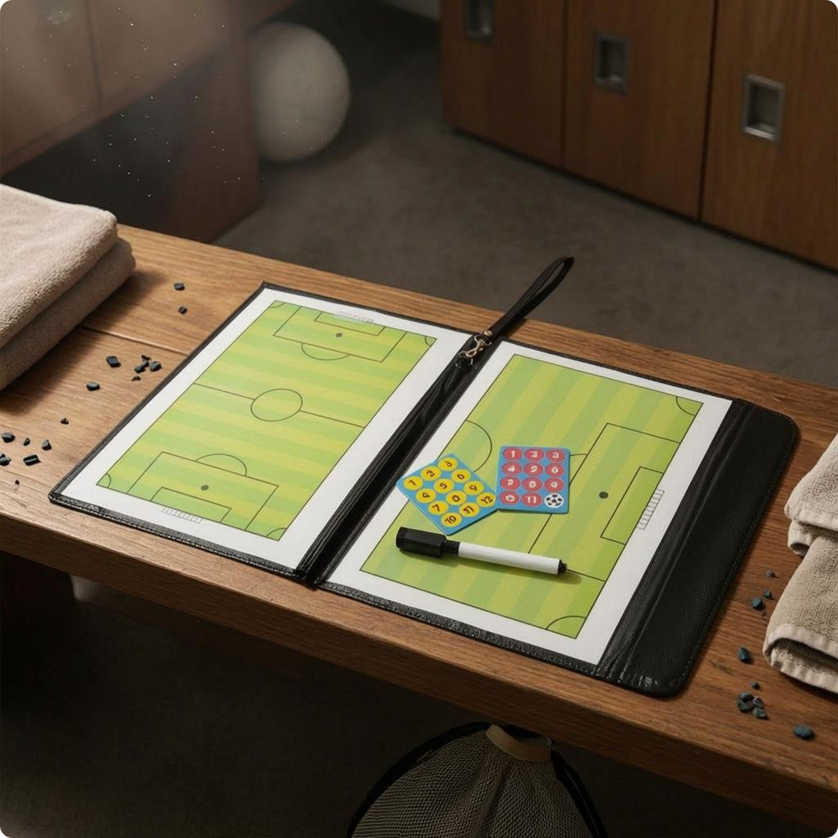 Field Layout Football Board Faux Leather Foldable Football Board Pen Loop Double-Sided Coaching Clipboard for Coaches