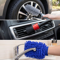 14 Pieces AllAll-in-1 Car Detailing Brush Set Multi-Purpose Auto Detailing Brush Set Versatile Car Wash Kit with Wash Glove and Towel Scratch-Safe for Home Garage