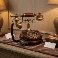 Ornate Antique-Style Desktop Telephone Plug and Play Vintage Desk Phone Redial Retro Landline Phone Ringer Off