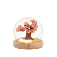 Night Light with Dome Cover Warm LED Glowing Miniature Landscape Decorative Tree Light Ambient Lamp Safe for Bedside Table, Desk