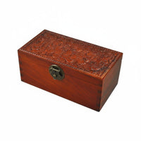 Solid Wood Wooden Jewelry Box With Lock Lockable Keepsake Box Decorative Carved Storage Chest for Bedroom