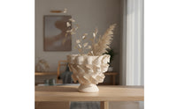 Vase with Petal Relief Handcrafted Ceramic Flower Vase Matte for Living Room