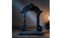 Gothic Design Dollhouse Miniature Arched Window Molded Frame Decorative Window Prop Floral Relief Arched Scene Display