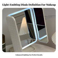 light-emitting diode Fill Light Lighted Makeup Mirror Portable Design Lighted Cosmetic Mirror Adjustable Angle glamour Accessory rotate Rotation for Women, Teen Girls, Students, Dorm Room, Dressing Table, Bedroom, Travel