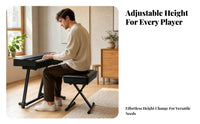 Padded Keyboard Seat Metal Frame Adjustable Piano Bench Portable